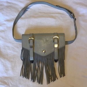 Bindi leather fringe waist belted purse